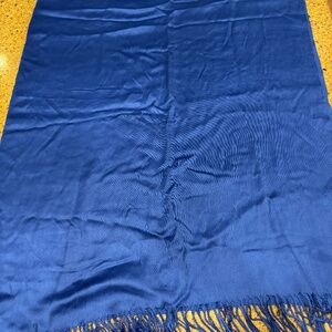 Solid Blue 100% Cashmere Fringed Pashmina Shawl/Wrap